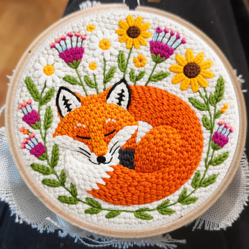 Snuggly Dozing Fox Floral Punch Needle Kit – Leading Gifting Option | Refined Artisanal Handcraft - image 7