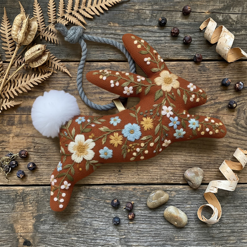 Rubbyoo Rabbit Embroidery Kit - Blooming Wildflowers | Easter Bunny Art | Gift For Crafters - image 3