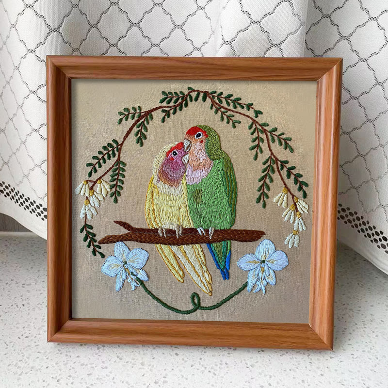 Rubbyoo Embroidery Kit - Bird Couple | Diy Stitch Craft | Handmade Anniversary Gift - Embroidery Kit Plus An Extra Frame - image 10