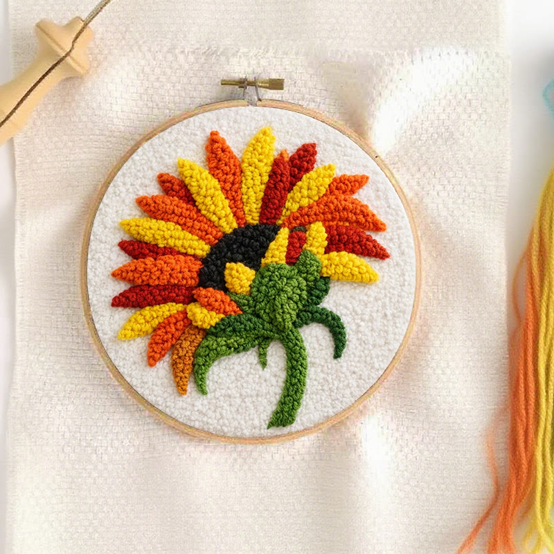 Abstract Sunflower Punch Needle Kit - Stunning Yarn Craft | Perfect Wall Decor - image 10