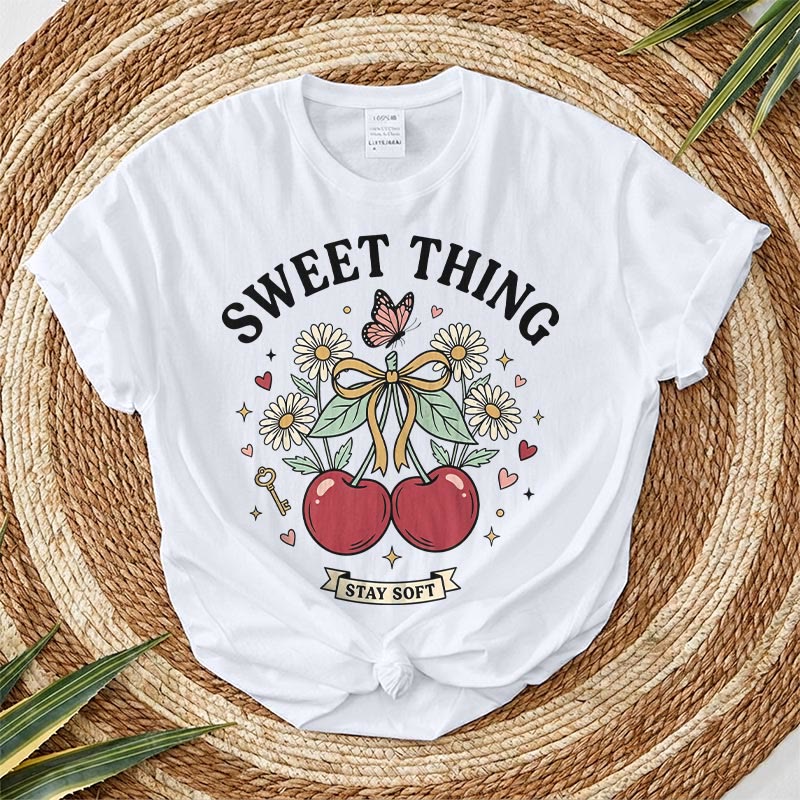 Rubbyoo Sweet Cheery Graphic Tee  - Perfect For Dating Outfit | Hand-drawn Style Cherry Graphic - White - 2XL - image 5