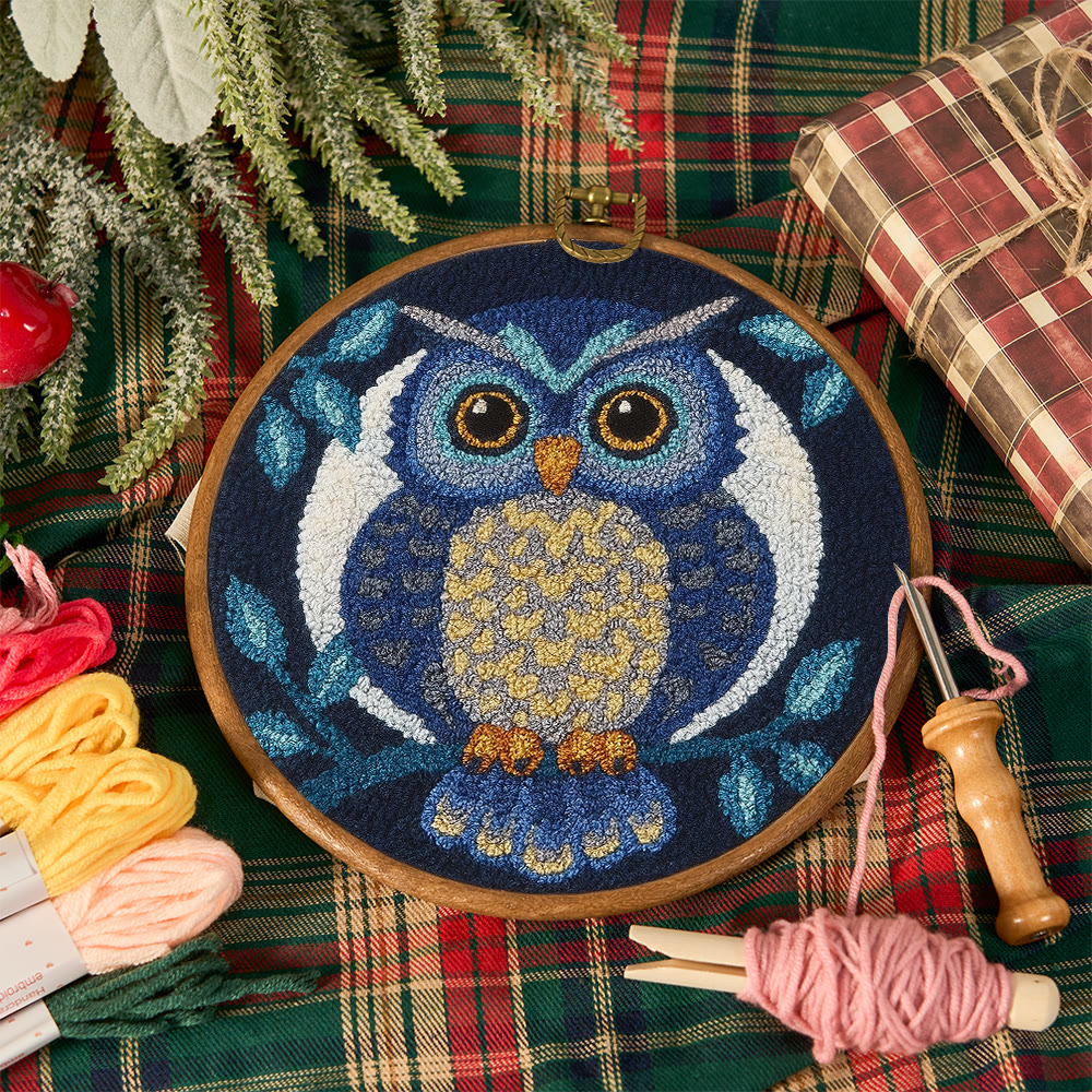 Blue Owl Punch Needle Kit - Handmade Craft | Detailed Outlines  - image 10