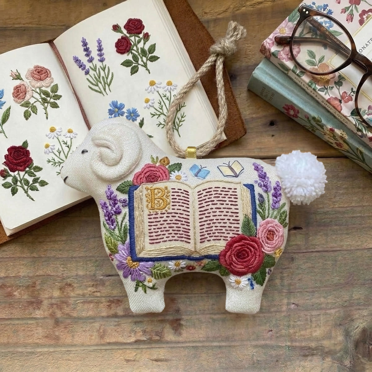 Rubbyoo Lamb-shaped Embroidery Kit - Floral Bible | Spiritual Home Ornament | Christian Memorial Gift - image 3