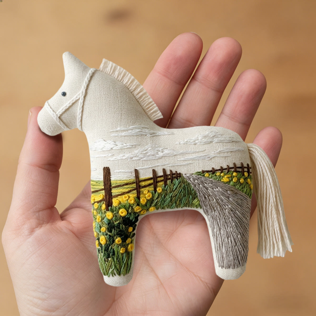 Rubbyoo Dala Horse Embroidery Kit - Suburban Scenery | Stuffed Handmade Toy | Unique Home Decor - image 5