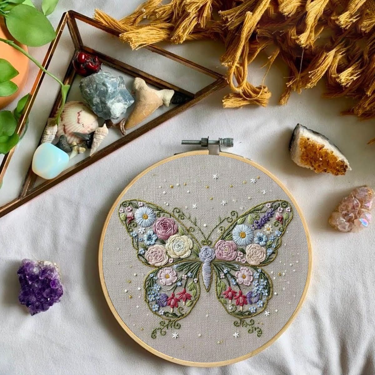 Rubbyoo Embroidery Kit - Butterfly In Bloom | Unique Handmade Collection | Floral Insect Hoop Art - image 6