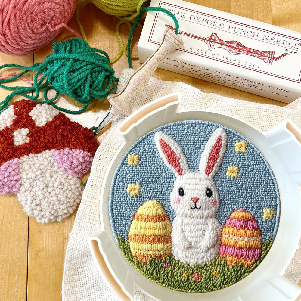 Starry Night Double Egg Bunny Punch Needle Kit - Cozy Diy | Whimsical Statement - image 12