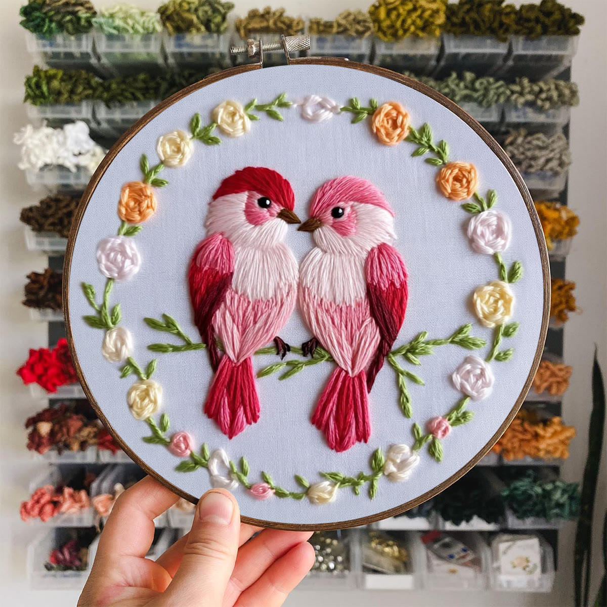 Rubbyoo Embroidery Kit - Double Bird Wreath | Home Decor | Gifting Top Choice | Holiday Essential - image 6