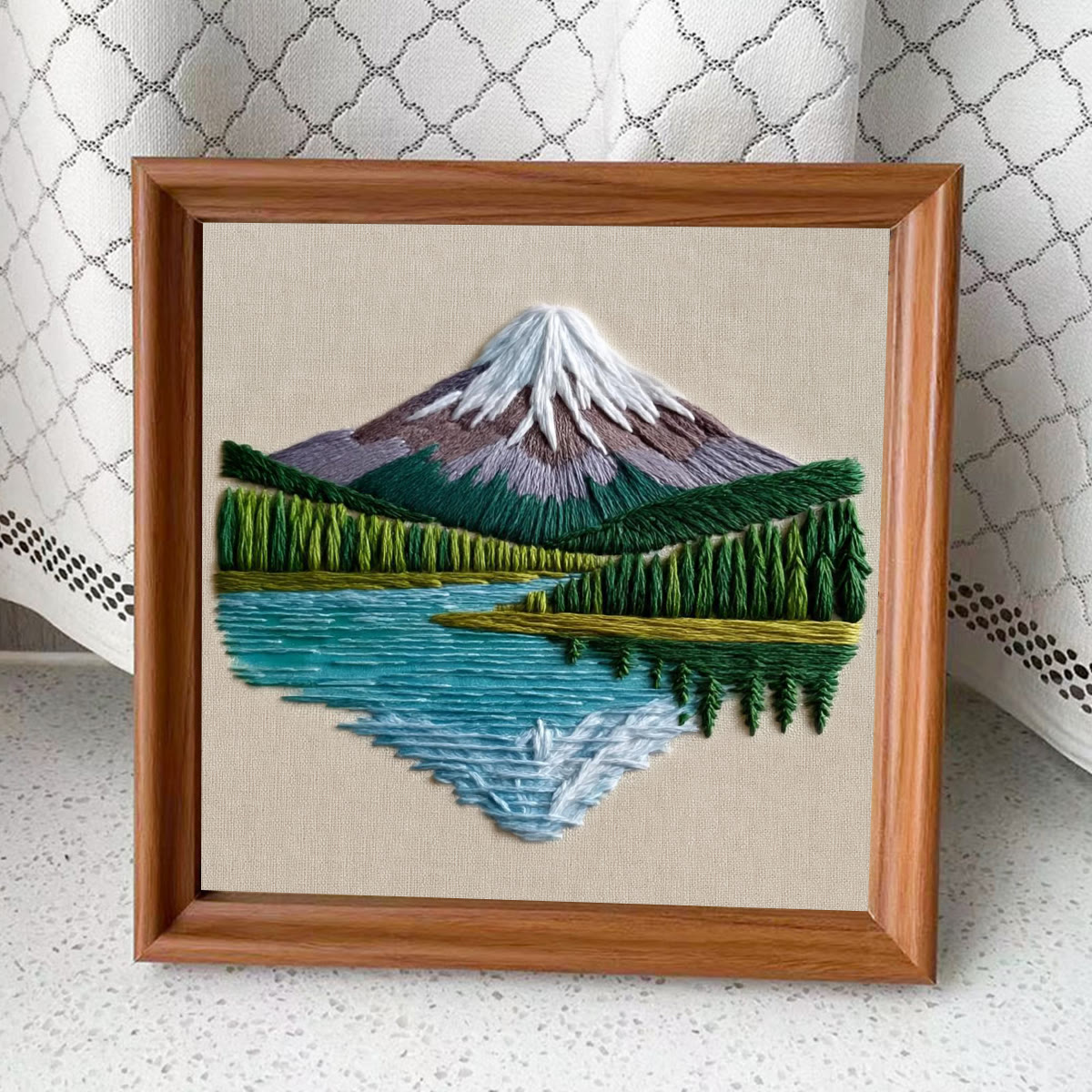 Rubbyoo Embroidery Kit - Snow-capped Mountain Lake | Accessible Diy | Serene Home Vibe - Embroidery Kit Plus An Extra Frame - image 4