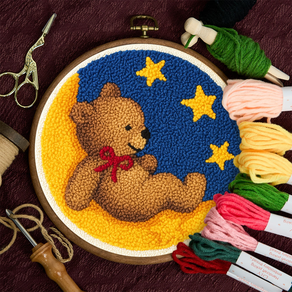 Moon Bear Punch Needle Kit - Handcrafted Art | Cozy Home Decor Hanging Ornament - image 9