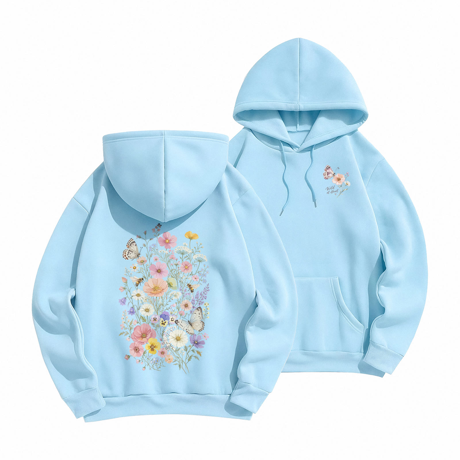 Rubbyoo Vintage Wildflower Meadow Unisex Hoodie - Light Blue - 2XL - image 22