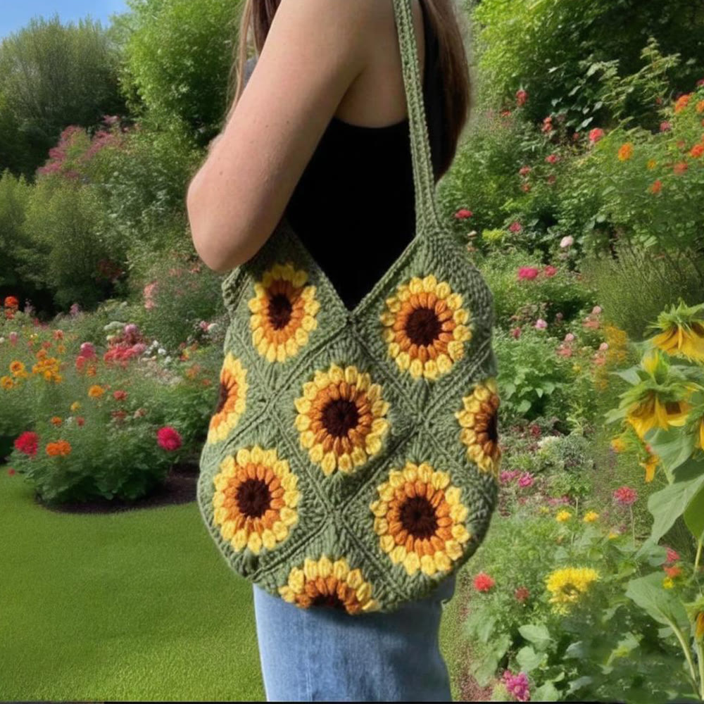 Diy Handmade Sunflower Bag Crochet Kit - Shoulder Bag Handicraft | Gifts For Mom - B - image 3