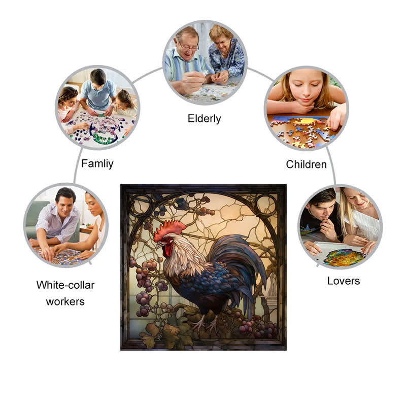 Chicken Rooster - Wooden Jigsaw Puzzle