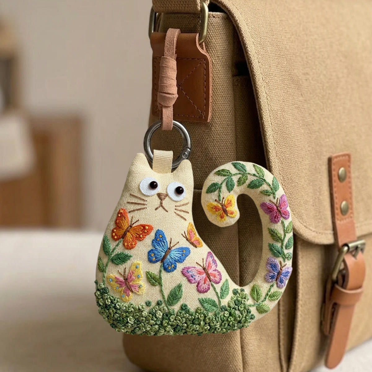 Rubbyoo Cat Embroidery Kit - Butterfly And Floral | Whimsical Gift For Her | Dreamy Nursery Decor - image 5