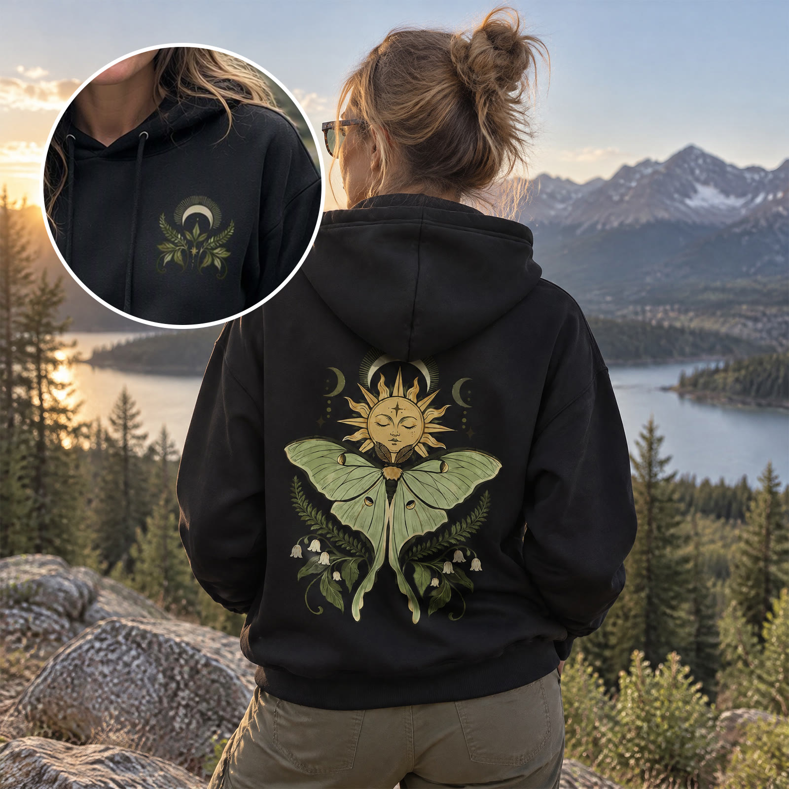 Rubbyoo Mysterious Sunny Moth Unisex Hoodie  - image 4