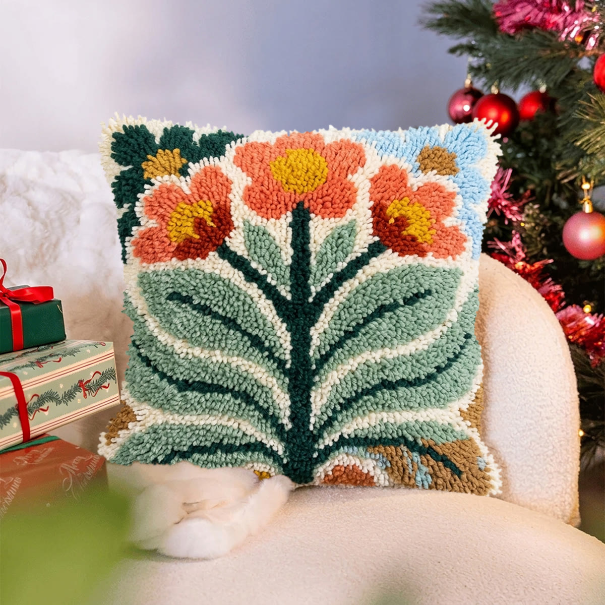 Rubbyoo Latch Hook Pillow Kit - Blooming Floral | Birthday Gift For Her | Home Decor For Sofa Bed - image 9