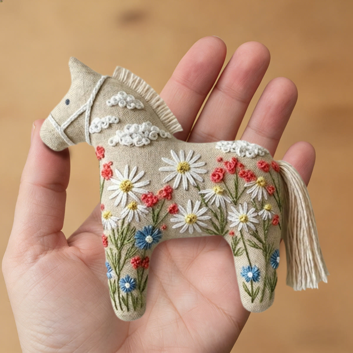 Rubbyoo Dala Horse Embroidery Kit - Daisy Flowers | Decorative Holiday Art | Perfect Handmade Gift - image 6