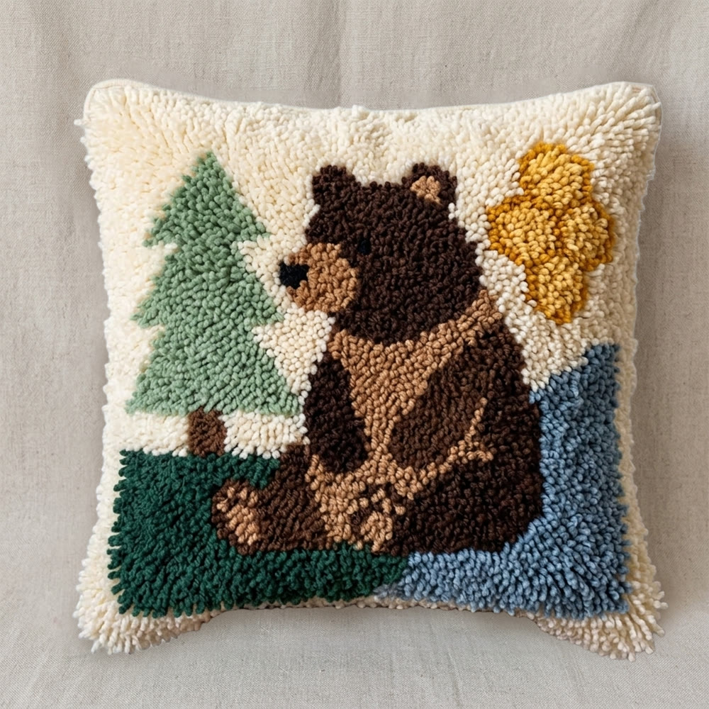 Rubbyoo Latch Hook Pillow Kit - Black Bear | Special Festival Gift | Animal Handmade Art   - image 6