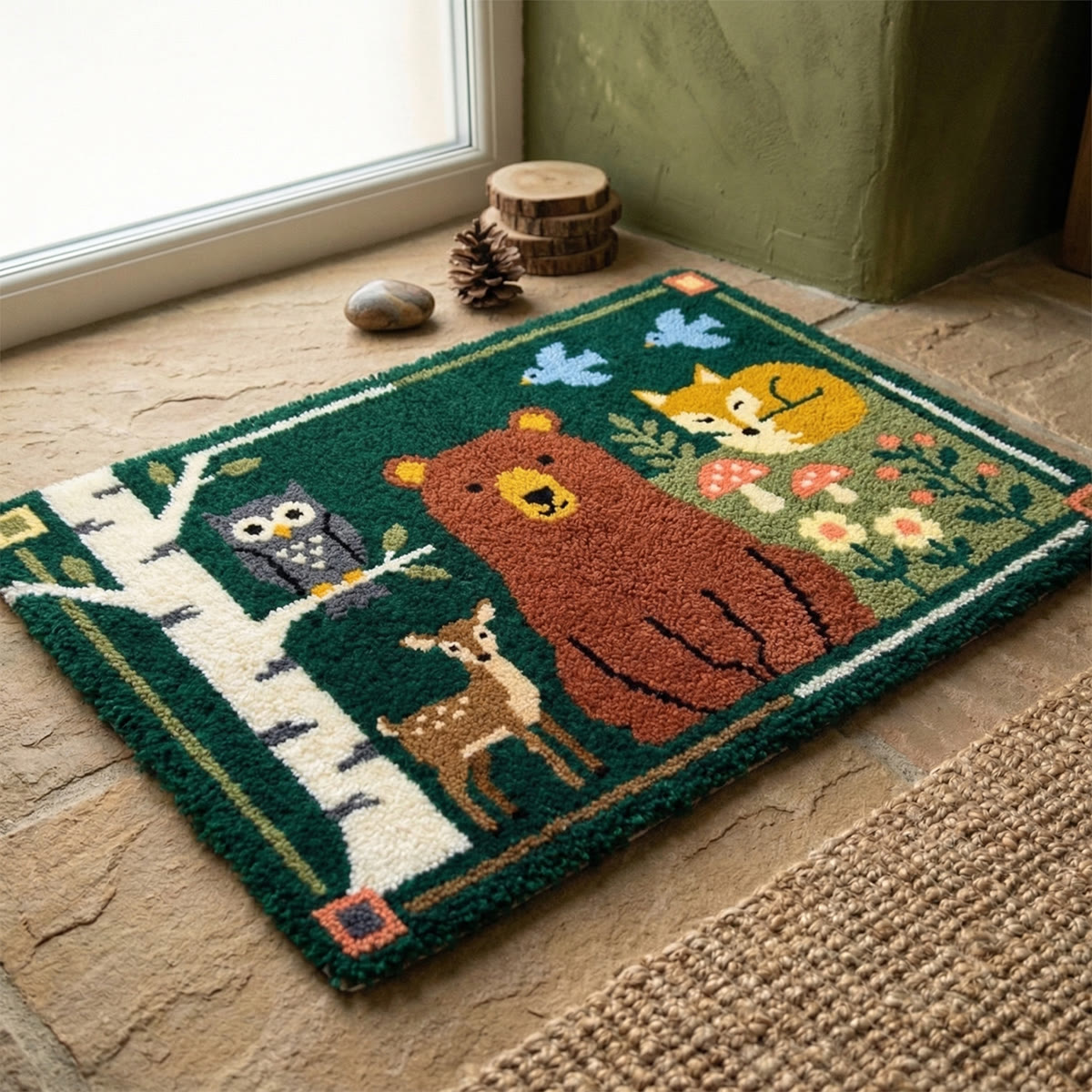 Rubbyoo Latch Hook Rug Kit - Woodland Animals | Nursery Room Carpet | Handmade Nature Doormat  - image 4