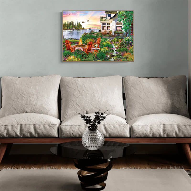 Rubbyoo My Happy Place Harbor House  - Wooden Jigsaw Puzzle