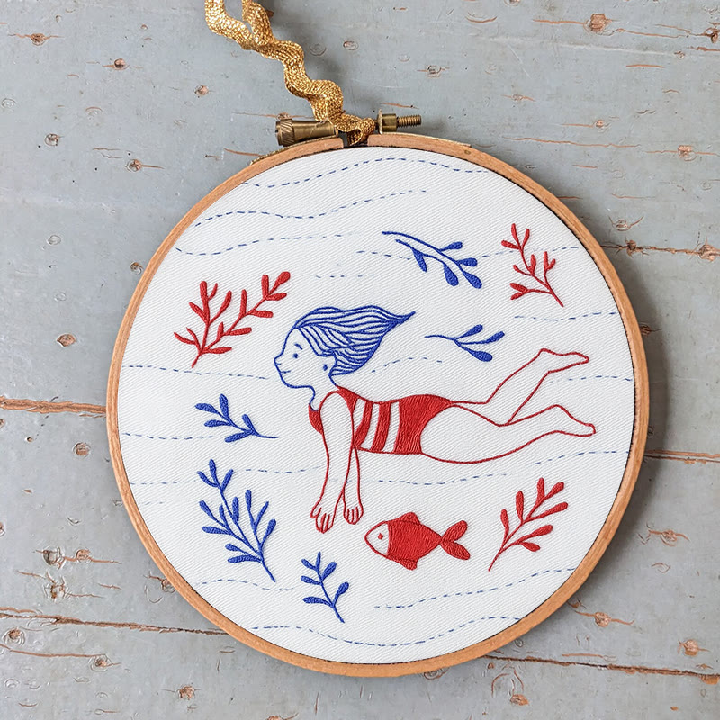 Rubbyoo Embroidery Kit - Diving Girl | Easy Handmade Ornament | Diy Summer Craft - image 7