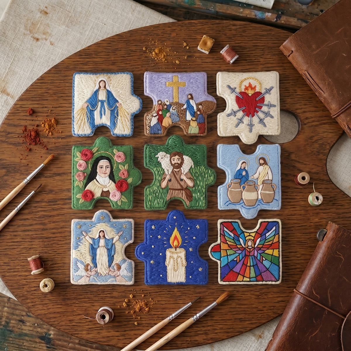 Rubbyoo Diy Magnet & Brooch Embroidery Puzzle Kit - Sacred Art Aesthetic | Catholic Mother Gift - image 6