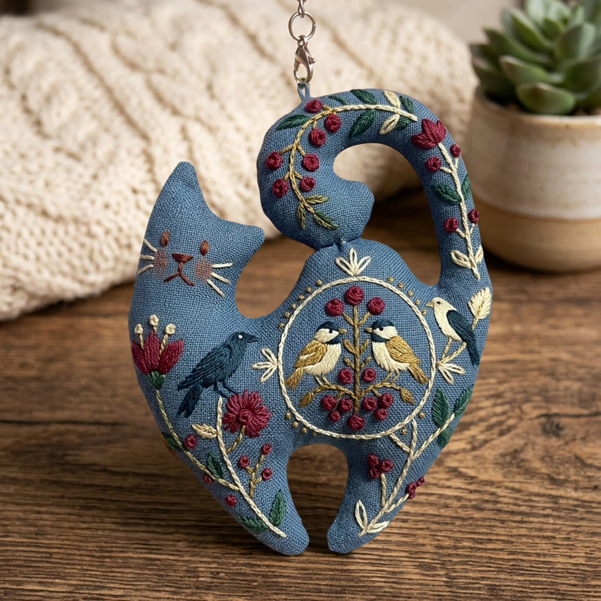 Rubbyoo Kitty Embroidery Kit - Couple Parrots | Floral & Animal Motif | Backpack Decor Highlight - image 4