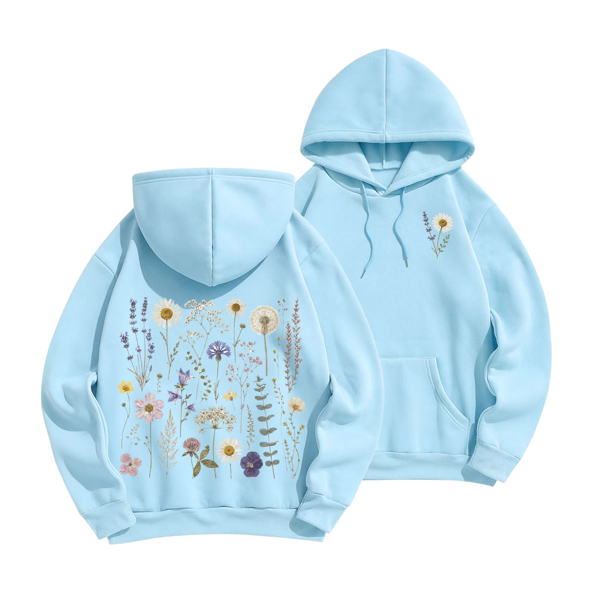 Rubbyoo Rustic Beautiful Flowers Unisex Hoodie  - Light Blue - 2XL - image 19