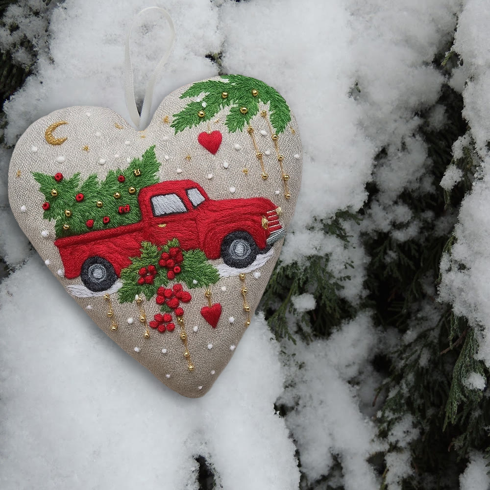 Rubbyoo Heart Embroidery Kit - Christmas Truck | Diy Christmas Stitch | Perfect Handmade Gift  - image 9
