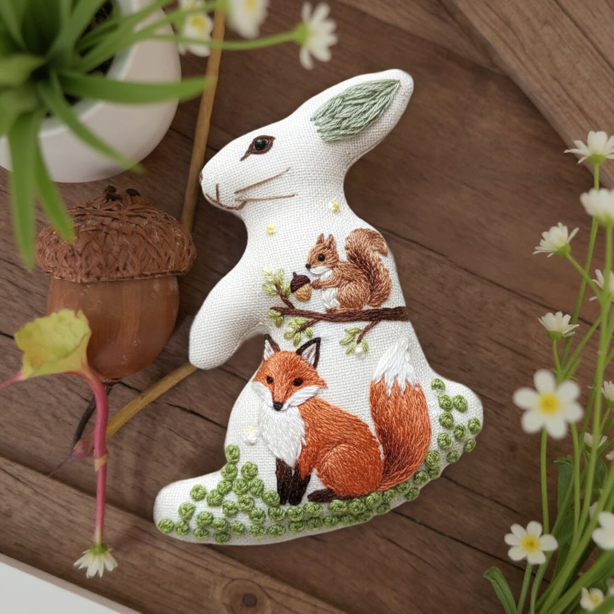 Rubbyoo Rabbit Embroidery Kit - Squirrel And Fox | Animal Stitch Craft | Unique Handmade Art - image 4