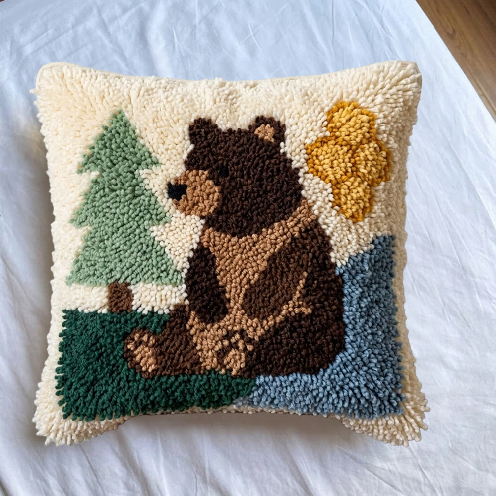 Rubbyoo Latch Hook Pillow Kit - Black Bear | Special Festival Gift | Animal Handmade Art   - image 7