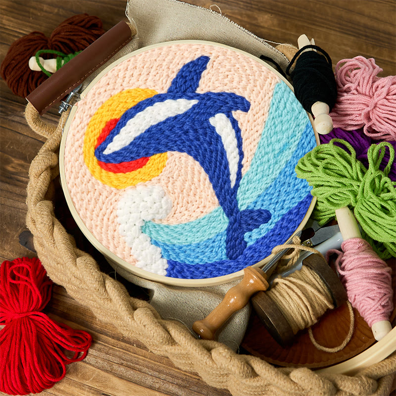 Leaping Orca Wave Punch Needle Kit - Easy Diy Project | Vibrant Home Statement - image 12