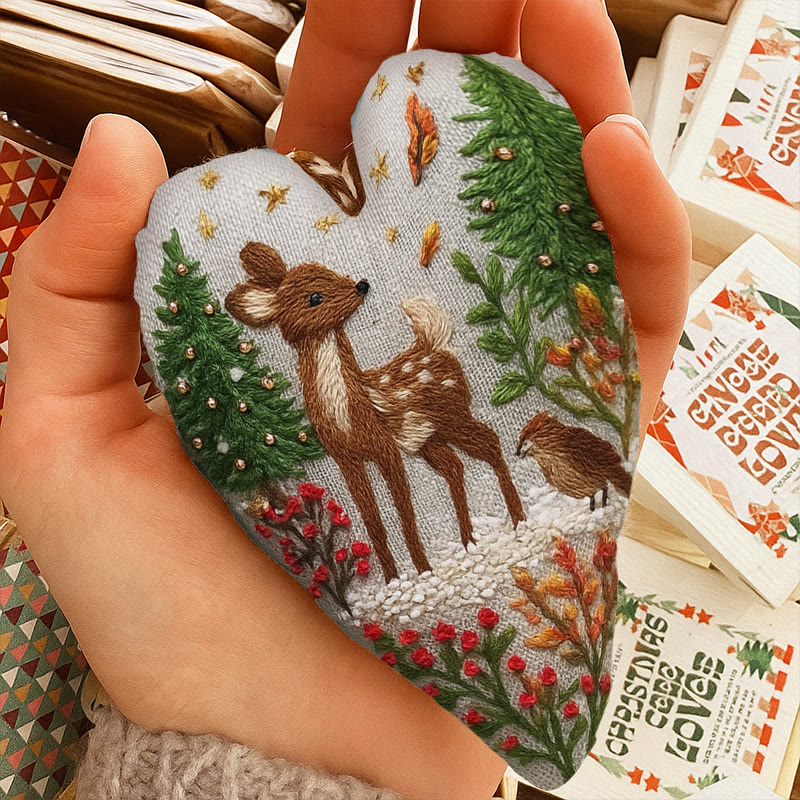 Rubbyoo Heart Embroidery Kit - Winter Elk | Diy Christmas Tree Decor | Unique Handmade Gift - image 9