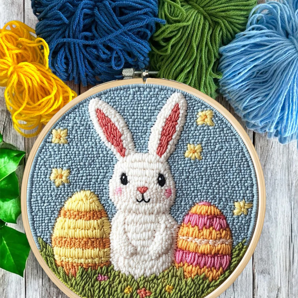 Starry Night Double Egg Bunny Punch Needle Kit - Cozy Diy | Whimsical Statement - image 11