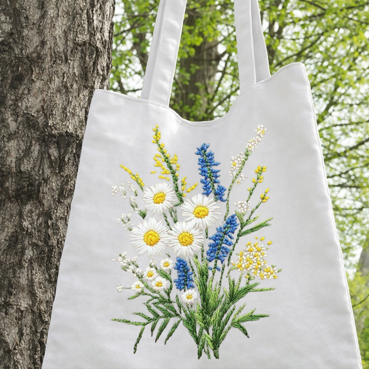 Rubbyoo Embroidery Tote Bag Kit - Little Daisies | Diy Craft Gift | Handmade Shoulder Bag - image 6