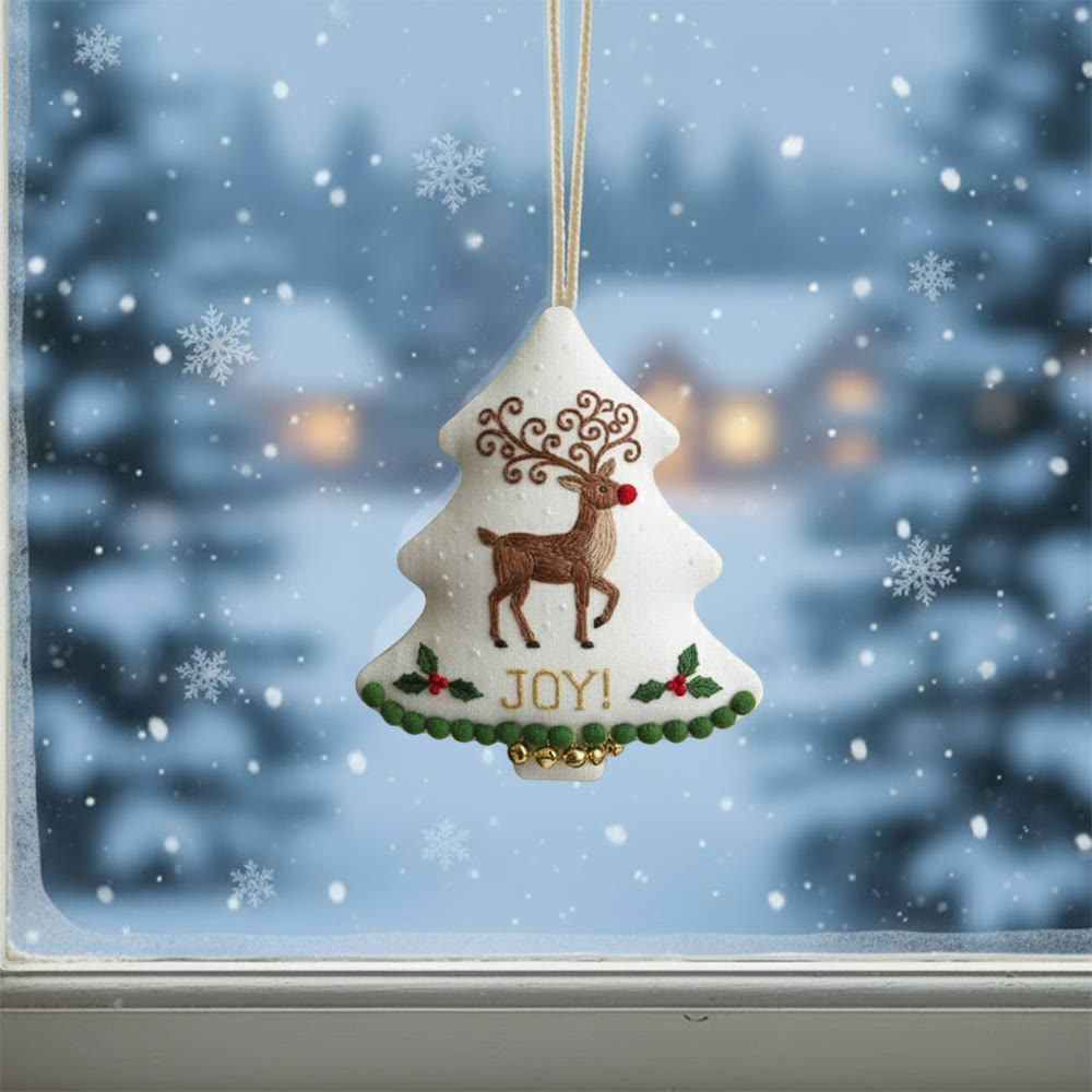 Rubbyoo Tree-shaped Embroidery Kit - Christmas Joyful Deer | Lovely Animal Art | Diy Hanging Craft  - image 10
