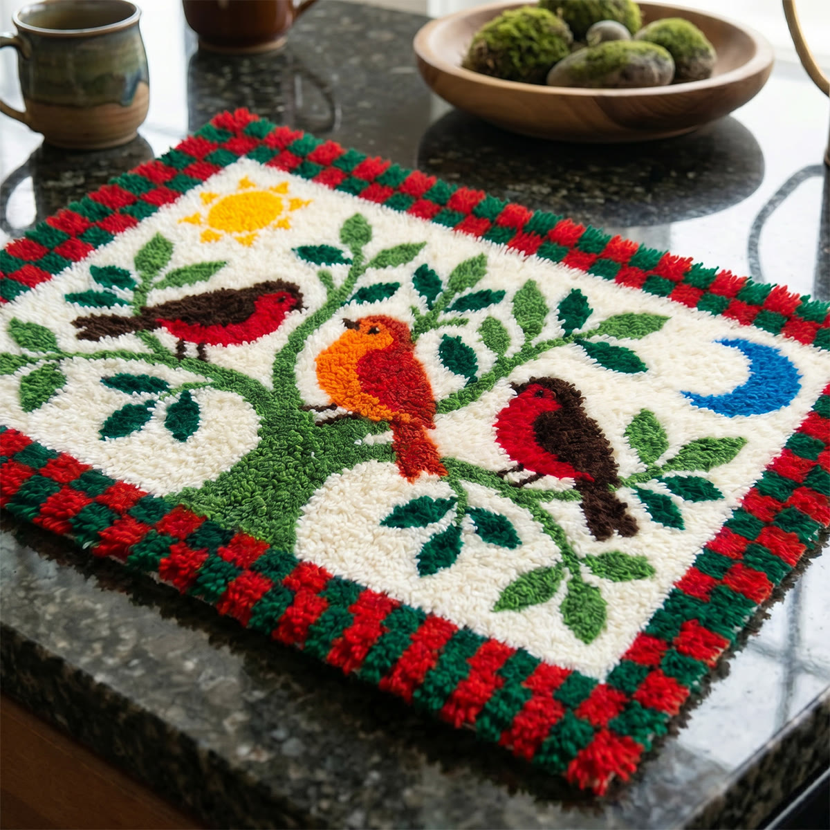 Rubbyoo Latch Hook Rug Kit - Robin Birds On Branch | Diy Embroidery Kit | Cozy Living Room Accent Rug - image 8
