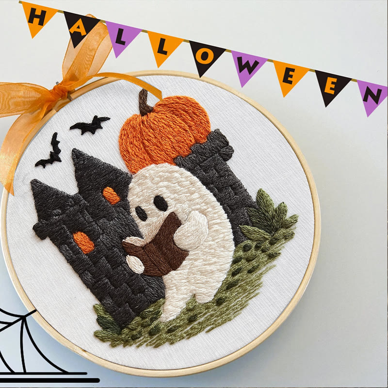Rubbyoo Embroidery Kit - Halloween Reading Ghost | Spooky Handicraft For Halloween | Nice Artwork For Home Decor - image 6