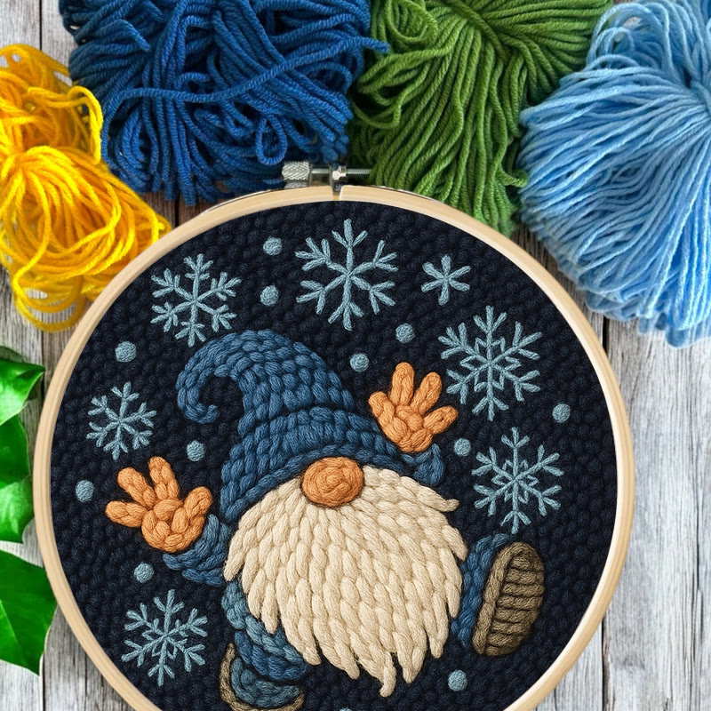 Snowflake Gnome Punch Needle Kit - Creative Winter Handicraft | Christmas Decorative Coaster - image 7