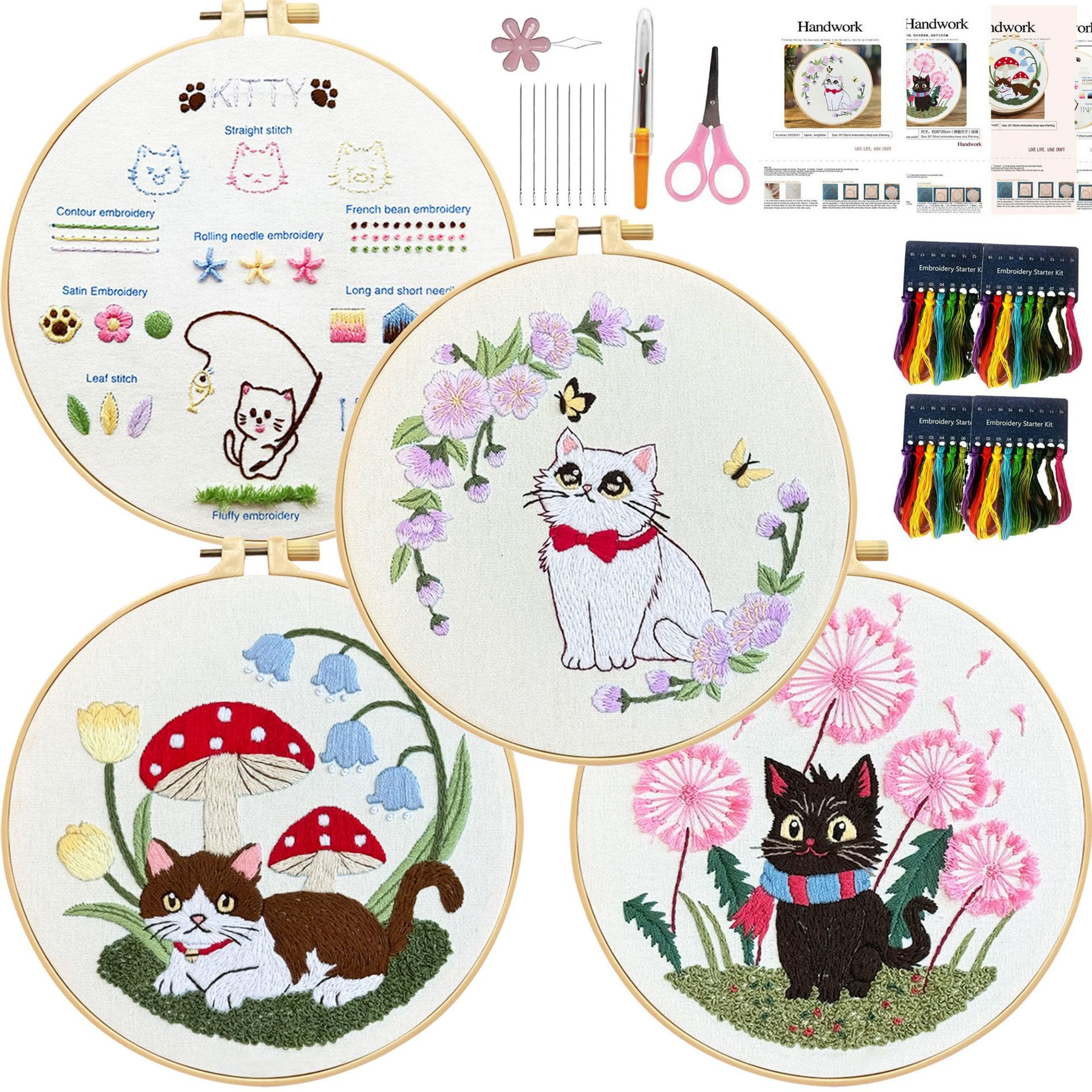 Rubbyoo 4-piece Kitten Embroidery Starter Kit - Lovely Cat Series | Beginners Stitch Practice   | Perfect Handicraft For Cat Lover - 4-piece Kitten Embroidery Starter Kit - image 7