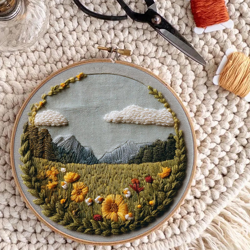 Rubbyoo Embroidery Kit - Beautiful Wildflower | Handmade Landscape Craft | Diy Stitch Craft For Starter - image 10