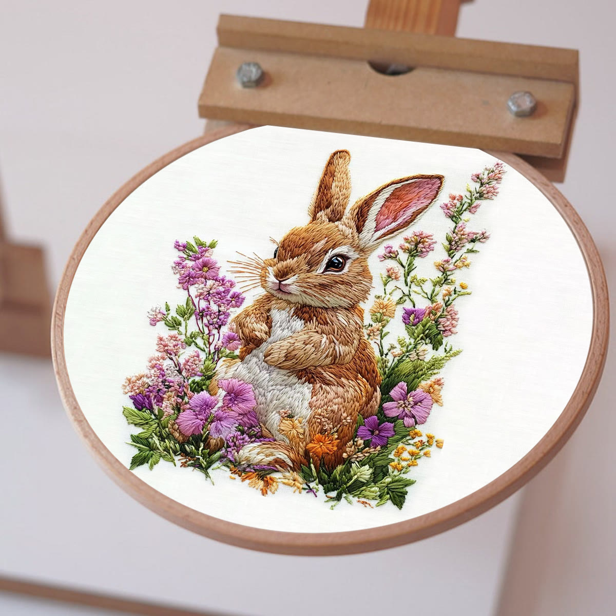 Rubbyoo Embroidery Kit - Bunny In Blooming Garden | Handcrafted Nature Art | Ideal For Animal Lovers - image 9