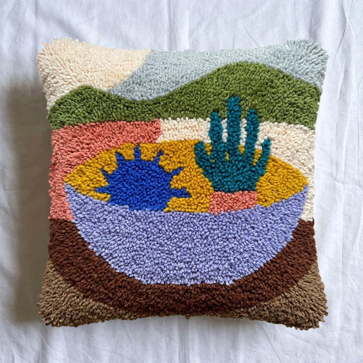 Rubbyoo Latch Hook Pillow Kit - Desert Landscape | Handmade Sofa Ornament | Diy Cushion Cover - image 5