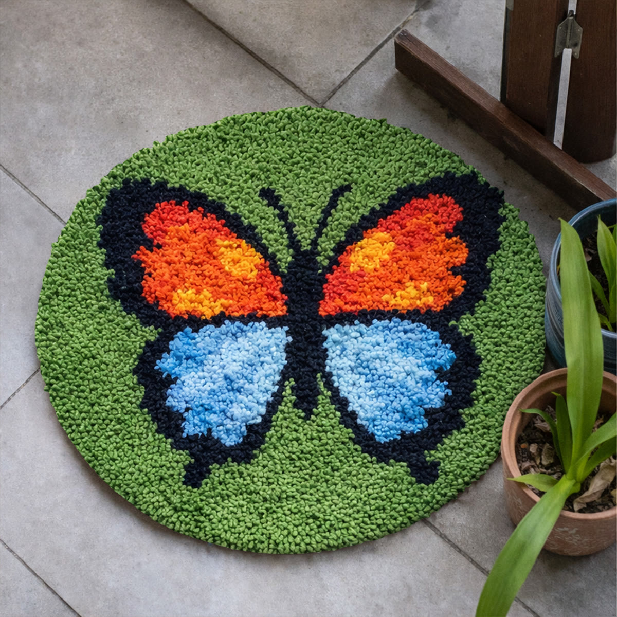 Rubbyoo Latch Hook Rug Kit - Colorful Butterfly | Creative Mat For Bathroom | Handmade Craft For Beginner  - image 5