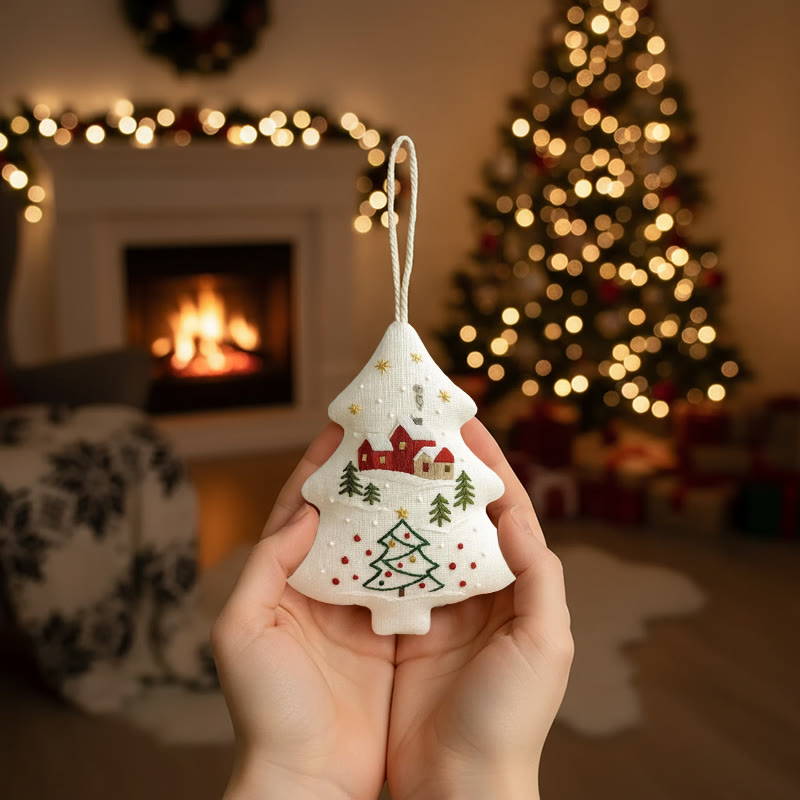 Rubbyoo Tree-shaped Embroidery Kit - Winter Village | Handmade Winter Decor | Gifting Essential - image 8