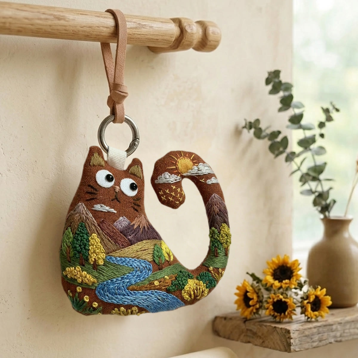 Rubbyoo Cat Embroidery Kit - Majestic Mountains | Unique Travel Keepsake | Artisan Backpack Accessory - image 4