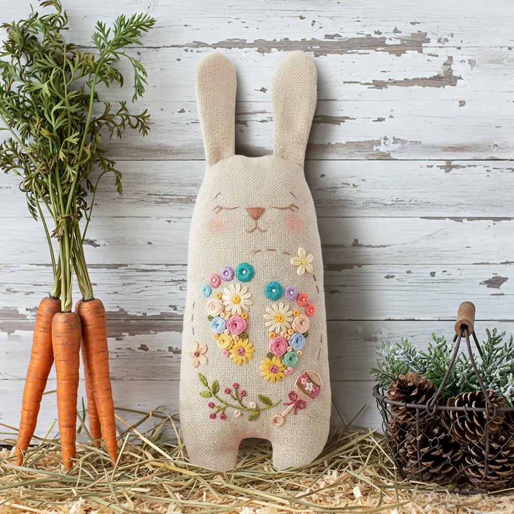 Rubbyoo Bunny Toy Embroidery Kit - Colorful Floral Wreath | Quick Craft | Cheerful Room Accent - image 9