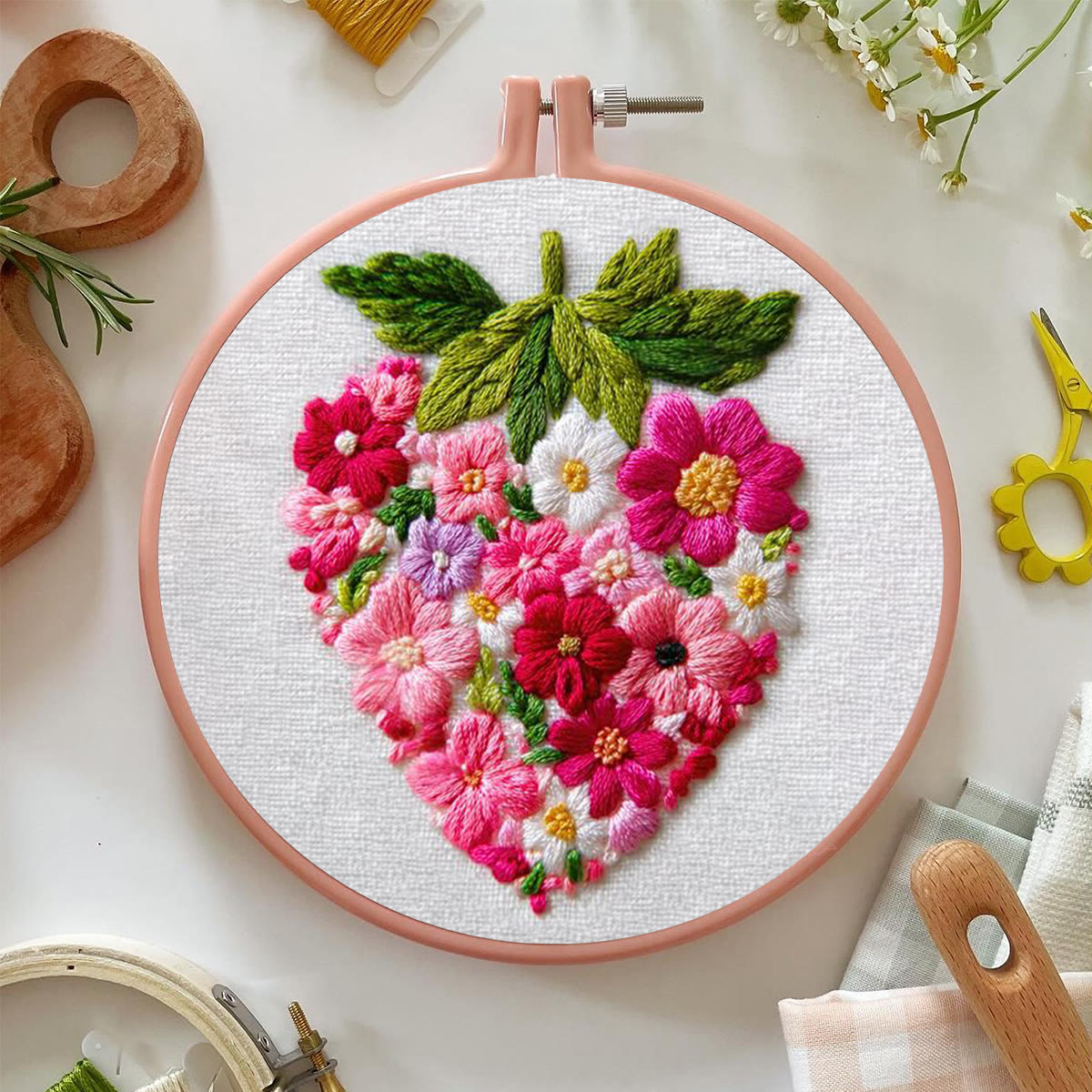 Rubbyoo Embroidery Kit - Floral Cluster Strawberry | Couple Gifting Preferred Choice | Exclusive Anniversary Present - image 5