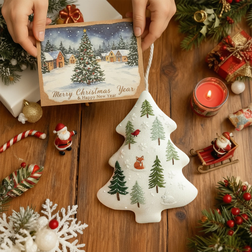 Rubbyoo Tree-shaped Embroidery Kit - Winter Forest | Christmas Handmade Hanging | Winter Collection Craft - image 8