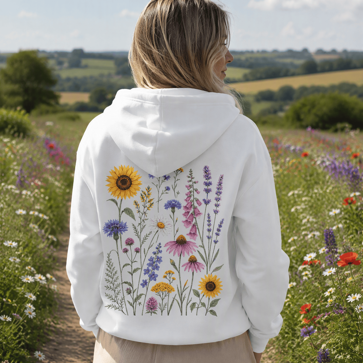 Rubbyoo Sunflower Garden Unisex Hoodie For Flower Lover - image 3