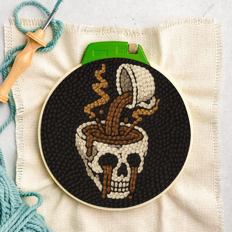 Coffee Skull Punch Needle Kit - Spooky Halloween Craft | Perfect For Holiday Decor - image 8